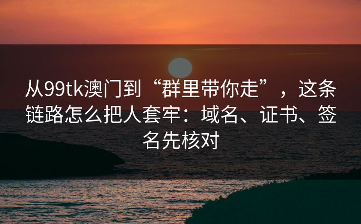 从99tk澳门到“群里带你走”，这条链路怎么把人套牢：域名、证书、签名先核对